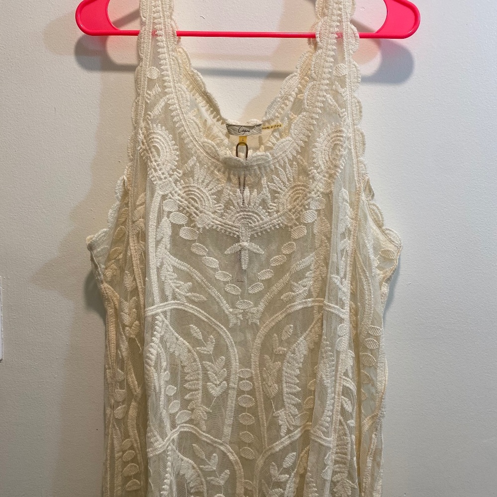 Capri Sioni Women’s Lace Sleeveless Top, Size L, Color Natural, NWT